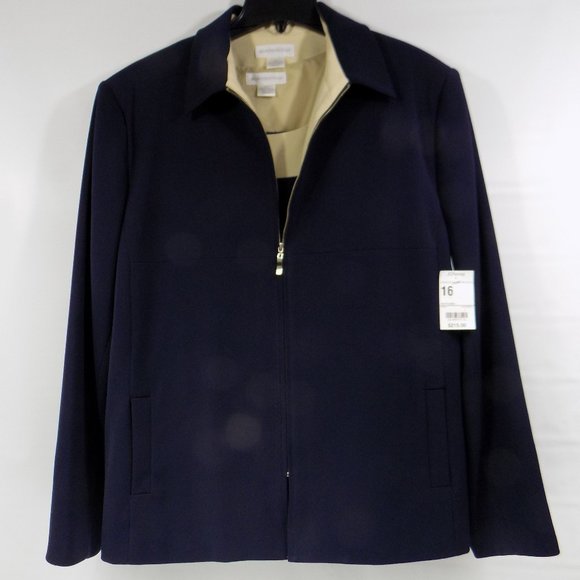 Worthington Navy Blue/Linen Zip-Front Suit Jacket and Tank Blouse Sz 18 READ NWT - Picture 3 of 16